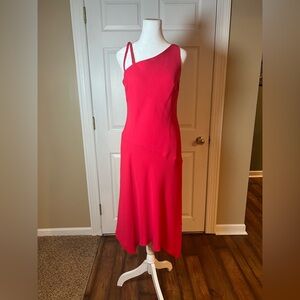 Evan Picone Womens Size 8 Orange Red Asymmetrical One Shoulder Dress Wedding